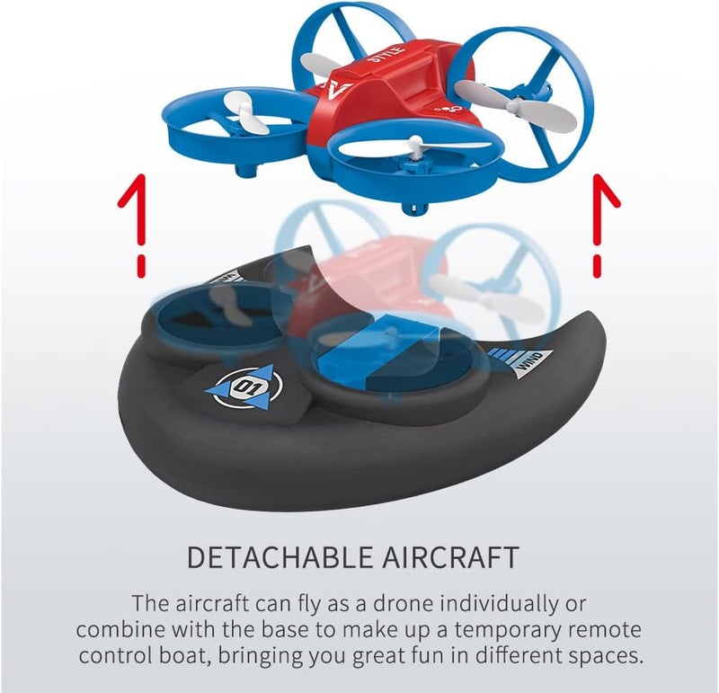 AIROKA 3 In 1 Sea Land and Air 360° Rolling Waterproof RC Drone, Four Axis Aircraft High Speed Drift Cars RC Foam Boat Toys,For Beginners and gift to Boys and Girls(red) - Image 5